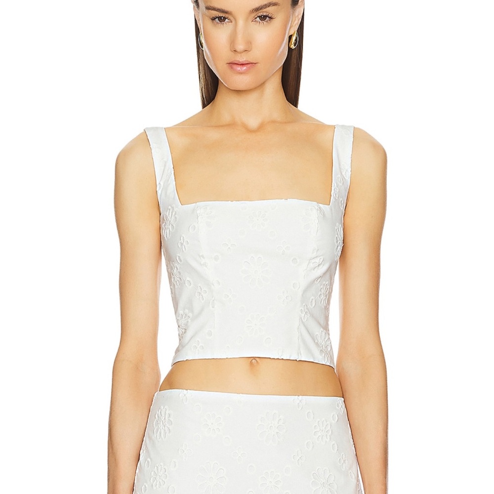 Helsa eyelet corset and midi skirt